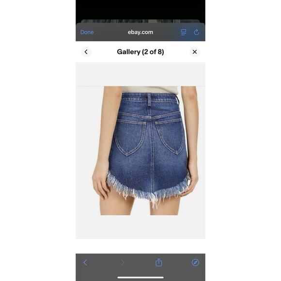 We The Free Womens Size 26 Bailey Fringe Western Blue Denim Jean Mini Skirt - Picture 9 of 10